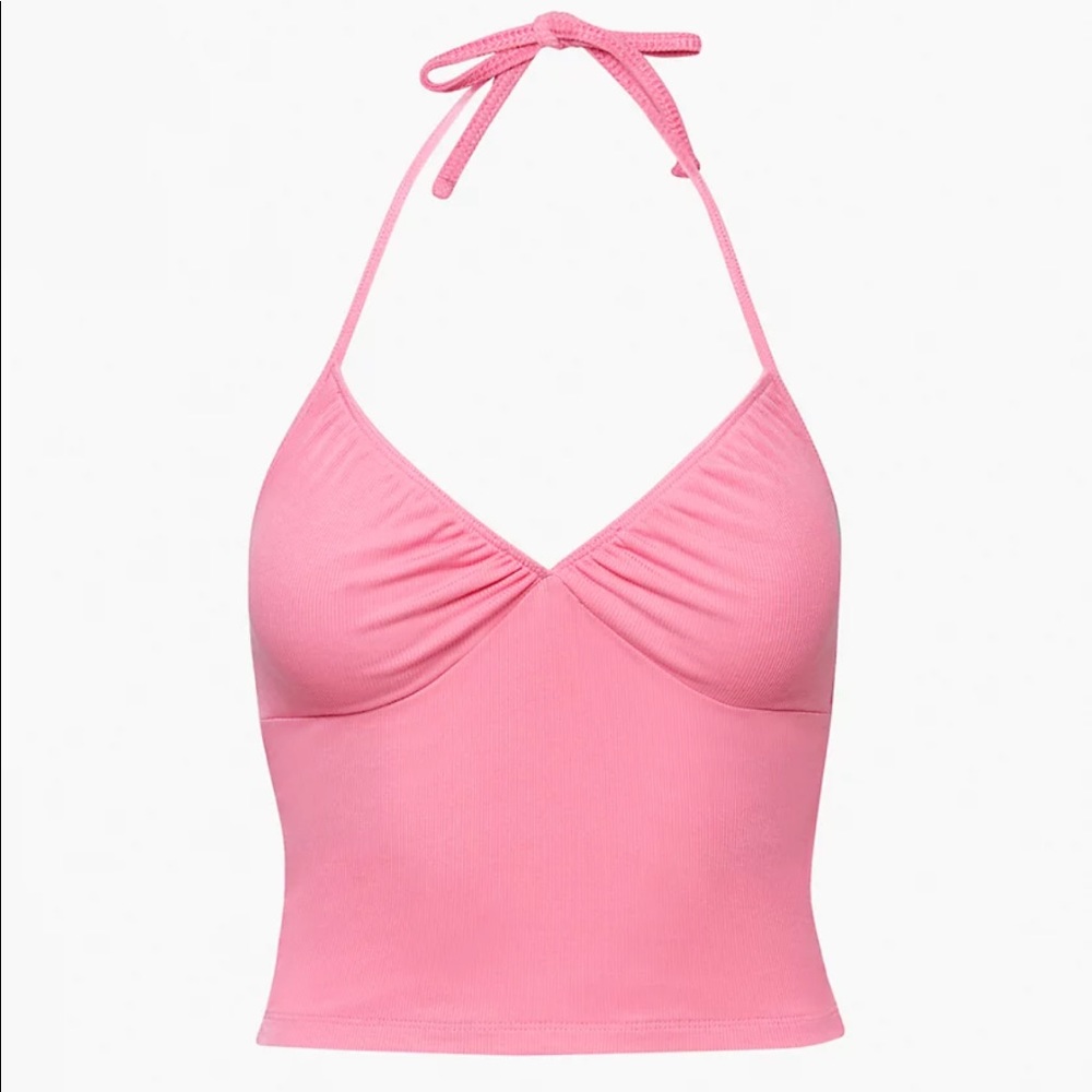 Aritzia Sunday Best Polly Halter V-neck Tank, Soft Fuchsia pink in size small